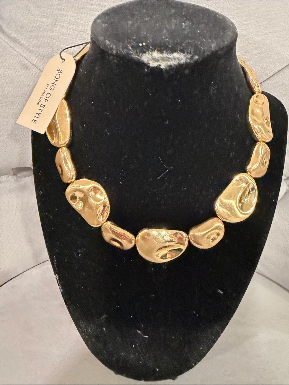Song of Style Shiny Gold Pebble Collar Necklace